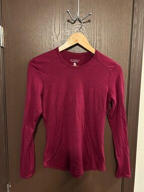 Segments Merino Wool Long Sleeve Crewneck Top in Deep Berry S